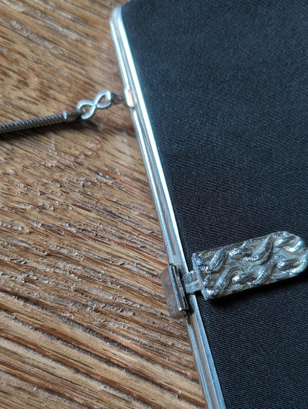 Vintage Black Evening Clutch with Silver Chain Handle - Picture 5 of 8